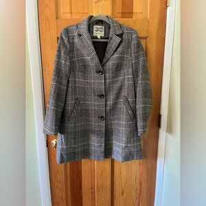 Maralyn & Me Plaid Mid-length Coat Lined Size Large Classic Gray White
